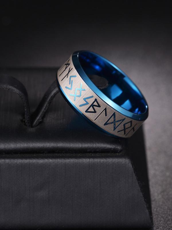 Viking Runes Design Ring, 4 Counts Titanium Steel Rings for Men and Women, Fashion Accessories for Party, Daily Decor, Trendy All-match & Exquisite Jewelry for Birthday Gift