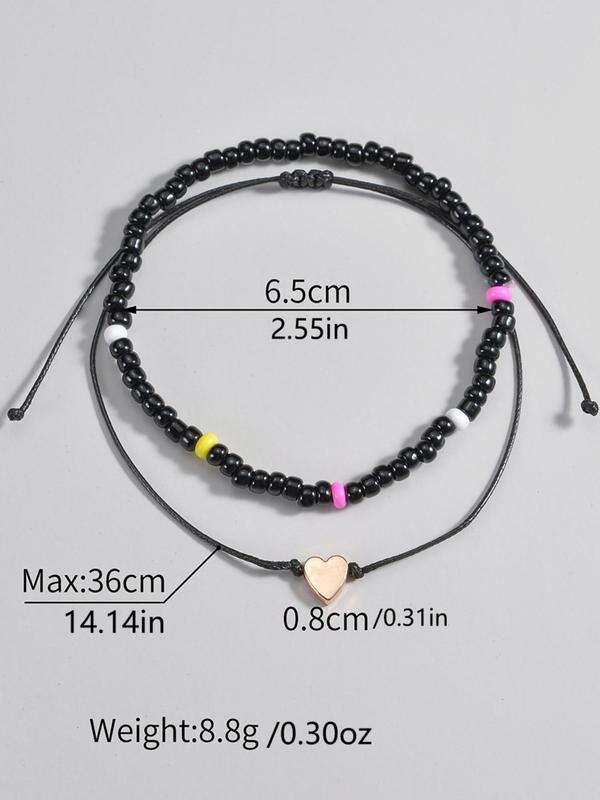 Women's Boho Style Beaded Elasticity Anklet, Fashionable Adjustable Anklet for Women & Girls for Party, Daily Clothing Decor, Trendy All-match Jewelry for Birthday Gift