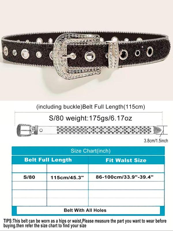 Women's Punk Style Rhinestone Belt,  Designer Belt, Fashionable Exquisite Belt for Daily Clothing Decoration, Y2k Trendy Belt for Women & Girls, Perfect for Party Clothing Decoration