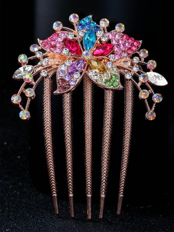 Women's Elegant Rhinestone Decor Flower Design Hair Pin,  Exquisite Trendy Hair Pin, Chic Luxury Hair Accessories for Hairstyle Decor