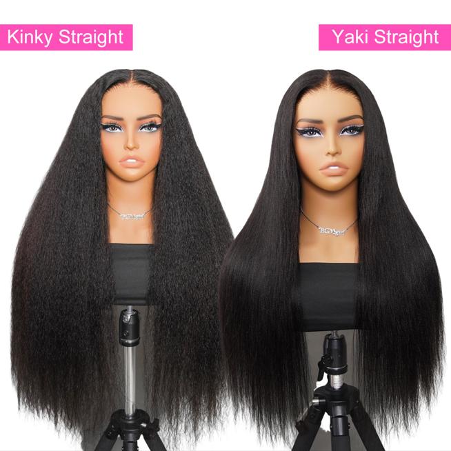 M-cap Kinky Straight  Yaki Straight 9x6 HD Lace Wear Go Glueless Wig Pre-Bleached Tiny Knots Pre Plucked Natural Hairline Glueless Wig BGMgirl Hair