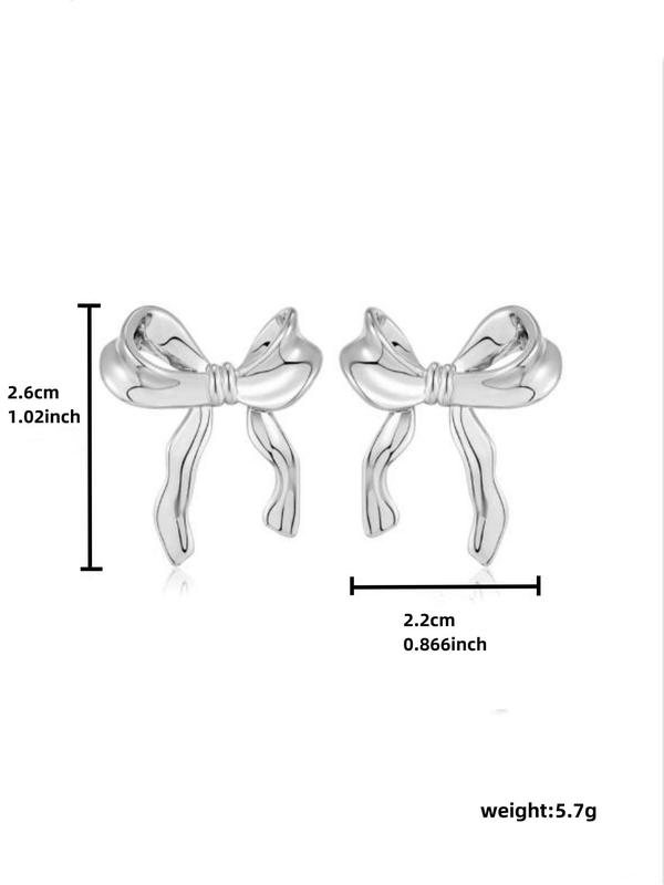 Simple Bow Decor Stud Earrings, 1 Pair Fashionable Jewelry for Women & Girls for Party, Daily Clothing Decor, Trendy All-match & Exquisite Jewelry for Birthday Gift