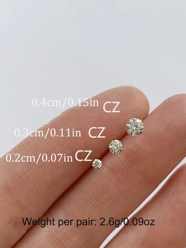 Rhinestone Decor Stud Earrings Set, Stainless Steel Earrings, Fashion Jewelry for Party, Daily Clothing Decor, Trendy All-match & Exquisite Jewelry for Birthday Gift