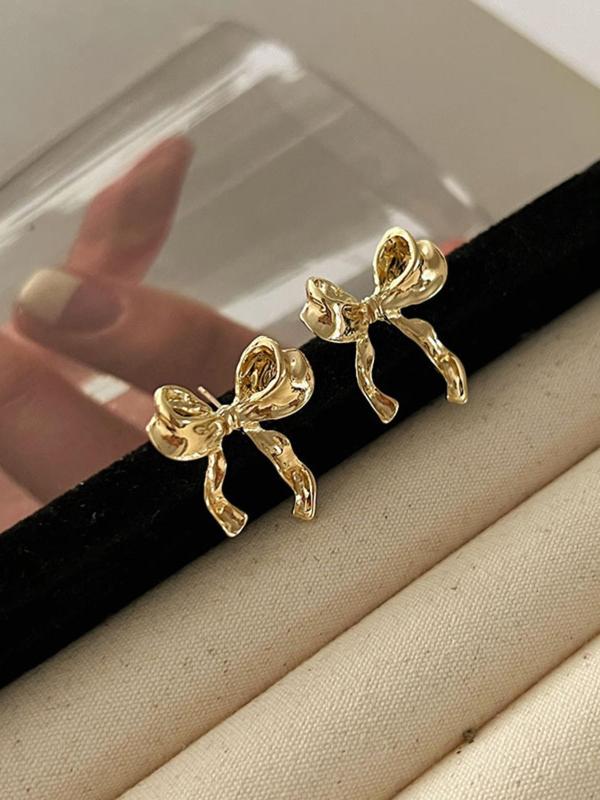 Simple Bow Decor Stud Earrings, 1 Pair Fashionable Jewelry for Women & Girls for Party, Daily Clothing Decor, Trendy All-match & Exquisite Jewelry for Birthday Gift