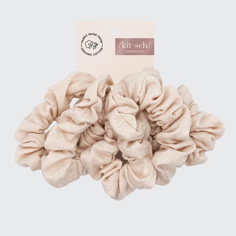 Organic Cotton Knit Scrunchies 5pc - Cream