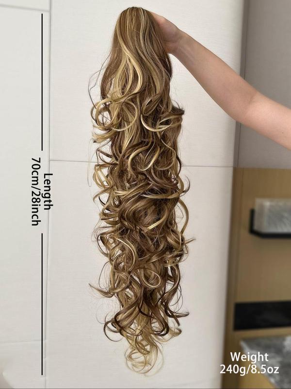 28 Inch Long Wavy Ponytail Extension with Hair Claw, Natural Fluffy Synthetic Hairpiece for Women & Girls, Synthetic Hairpiece for Daily Hairstyle Ideas