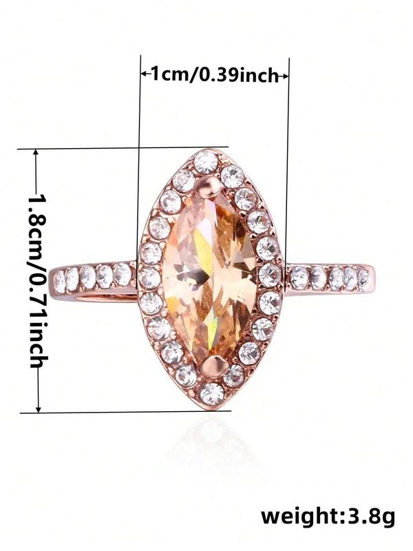 Classic Rhinestone Decorated Promise Ring, Fashion Party & Wedding Jewelry for Women & Girls, Trendy All-match & Exquisite Jewelry for Birthday Gift