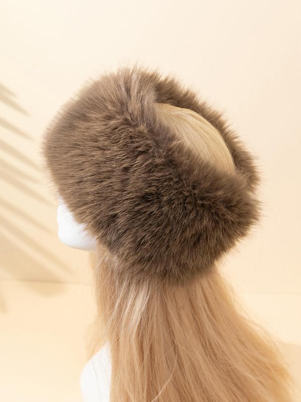 Solid Color Empty Top Plush Hat, Casual Warm Ear Protection Hat for Fall & Winter, Fashion Accessories for Women & Girls