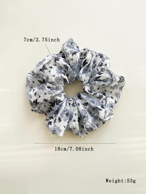 Elegant Floral & Cherry Print Scrunchies, Cute Hair Accessories for Women & Girls, Minimalist Headwear Suitable for Thick Hair