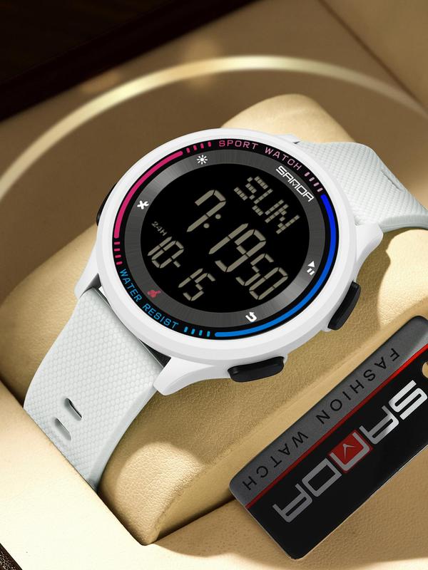 Men's Sporty Digital Watch, Fashionable Digital Watch with Luminous Dial & Waterproof Feature, Trendy Watch for Daily Life