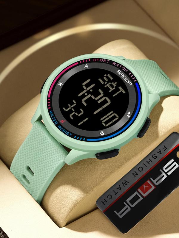 Men's Sporty Digital Watch, Fashionable Digital Watch with Luminous Dial & Waterproof Feature, Trendy Watch for Daily Life