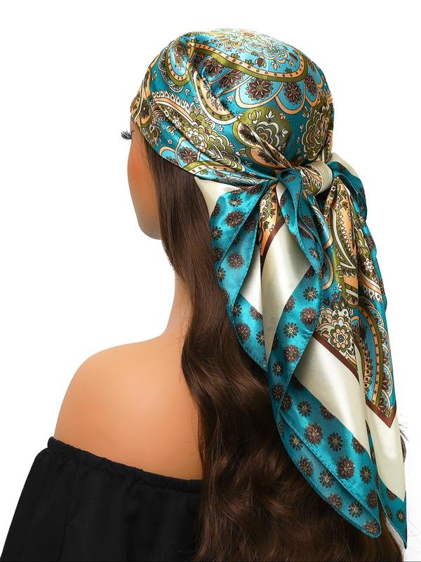 Women's Elegant Scarf Print Square Scarf, Casual Soft Comfortable Head Scarves for Daily Wear, Fashion Accessories for Women & Girls