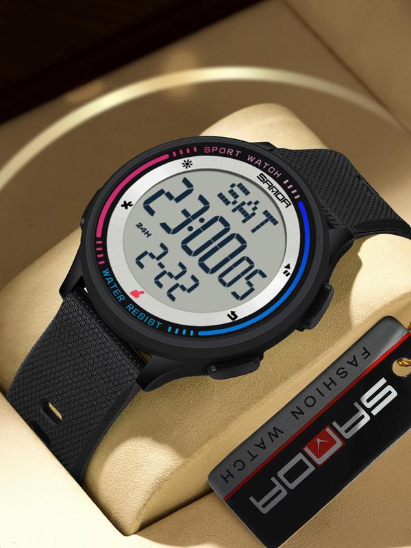 Men's Sporty Digital Watch, Fashionable Digital Watch with Luminous Dial & Waterproof Feature, Trendy Watch for Daily Life