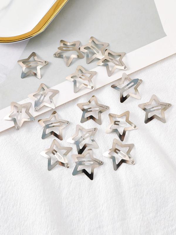 Women's Cute Star Design Hair Clips, Suitable for Most Hairstyles Ideas, Summer & Fall 2024 Casual New Trendy Plain Color Hair Clips, Fashionable Hair Accessories for Y2K Hairstyle Decoration