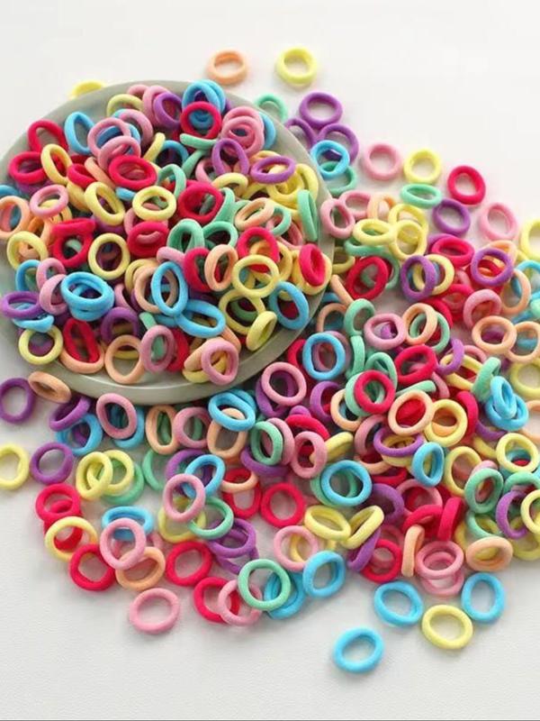 Mini High Elastic Hair Ties for Spring Summer, 500pcs set Cute Colorful Or Plain Hair Ties, Casual Fashion Hair Accessories for Women & Girls