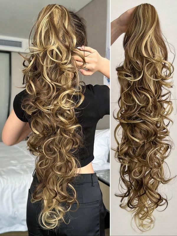 28 Inch Long Wavy Ponytail Extension with Hair Claw, Natural Fluffy Synthetic Hairpiece for Women & Girls, Synthetic Hairpiece for Daily Hairstyle Ideas