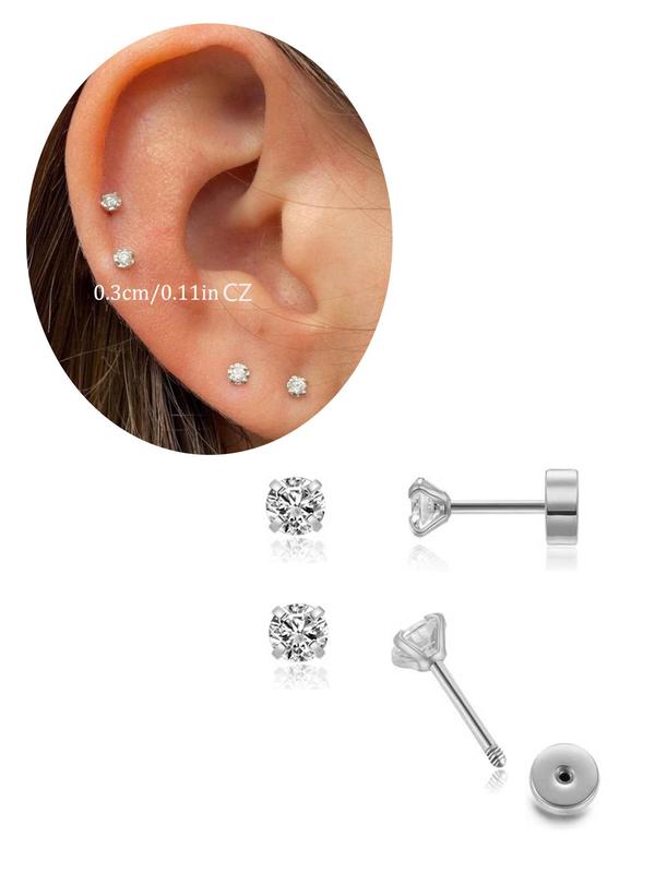 Rhinestone Decor Stud Earrings Set, Stainless Steel Earrings, Fashion Jewelry for Party, Daily Clothing Decor, Trendy All-match & Exquisite Jewelry for Birthday Gift