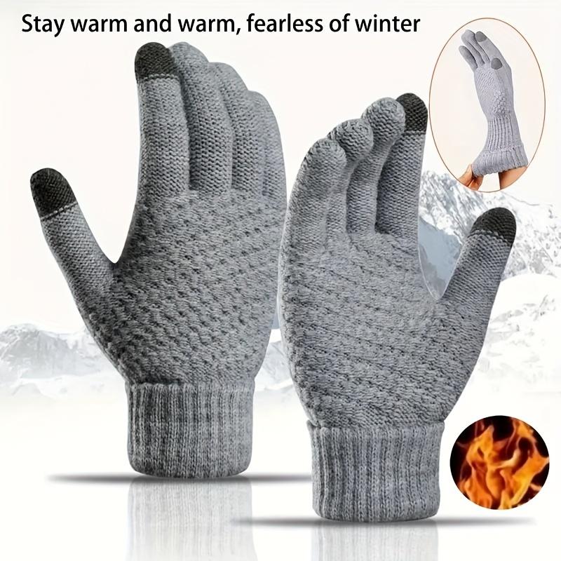 Women's Winter Warm Touchscreen Gloves Warm Fleece Lined Knit Gloves Elastic Cuff Winter Texting Gloves