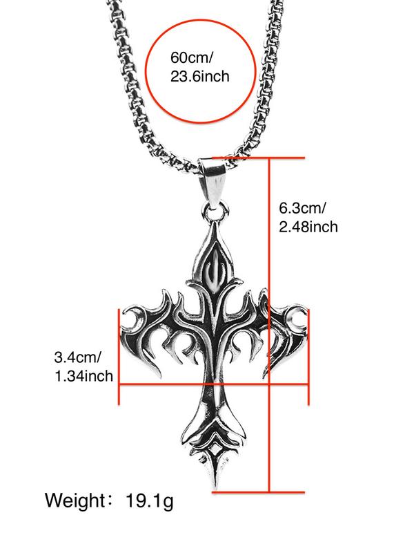 Easter Street Fierce Flame Cross Shaped Pendant Necklace with Chain Design, Mexican Necklaces, Jewelry for Daily & Party Decoration, Flavored Necklace