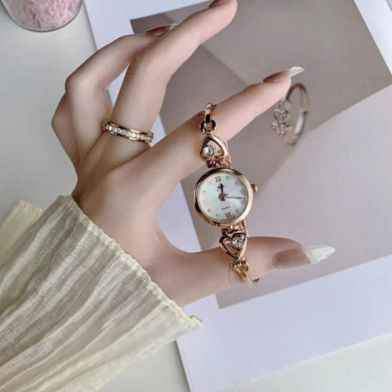 Style Fashionable Elegant With Rhinestones Bracelet Watch For Women, Simple & Retro & Vintage & Fancy, Quartz Watch, Perfect For Daily Life, Parties, Holidays And Gift Giving