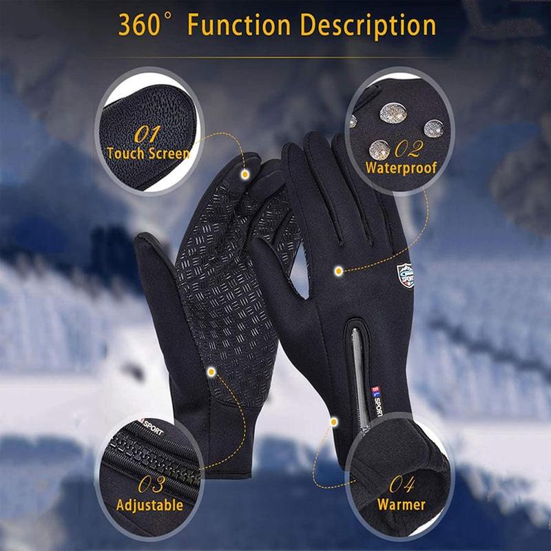 Winter Thermal Gloves, Waterproof Windproof Non-slip Touch Screen Gloves, Outdoor Running, Cycling, Driving Gloves for Men & Women, Christmas Gift