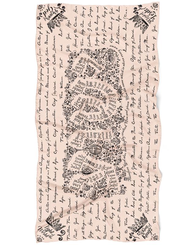 The Jesus' Names Scarf - Christian Bible Verse Shawl - Philippians 2:9 Prayer Scarf - Pink Blush