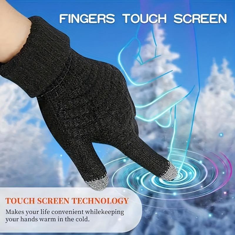 Women's Winter Warm Touchscreen Gloves Warm Fleece Lined Knit Gloves Elastic Cuff Winter Texting Gloves