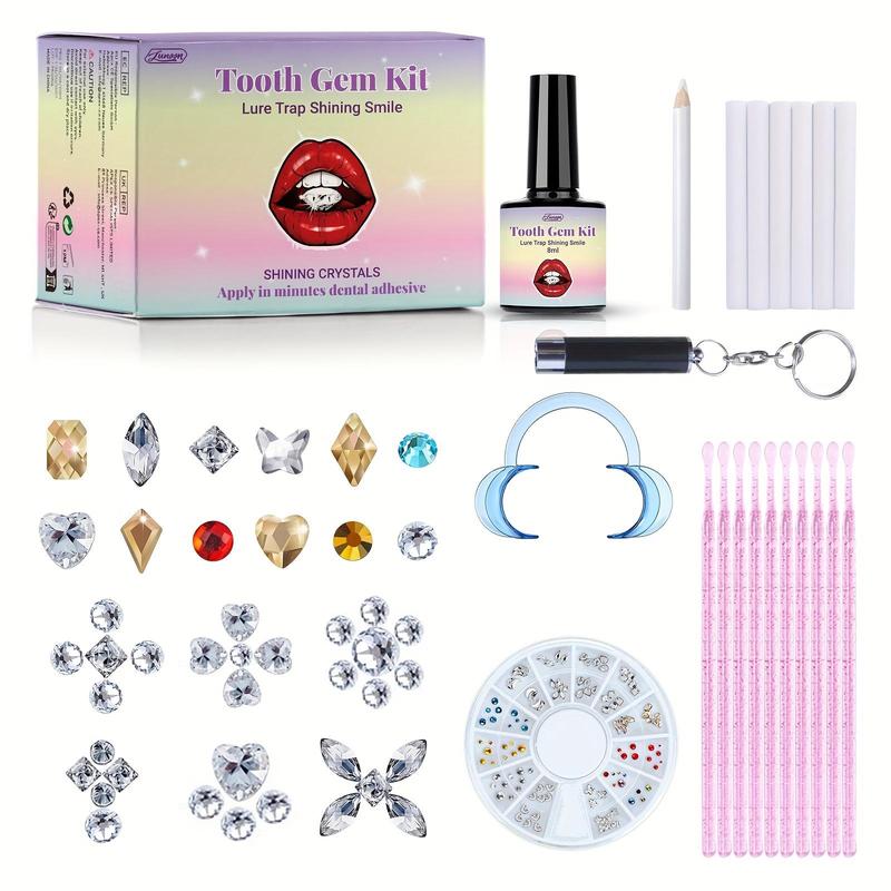 Tooth Gem Kit, 1 Box DIY Teeth Jewelry with Glue and Light, Fashion Crystals for Shiny Smile, Perfect for Parties, EDM Festivals, Birthday Gifts, Christmas, Christmas Gift