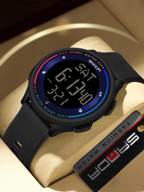 Men's Sporty Digital Watch, Fashionable Digital Watch with Luminous Dial & Waterproof Feature, Trendy Watch for Daily Life