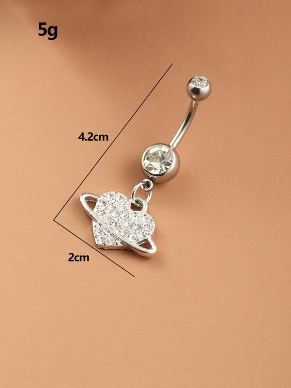 Women's Glitter Rhinestone Embellished Heart Design Belly Ring,  Belly Piercing Body Jewelry for Party, Daily Girl, Body Accessories for Birthday Gifts