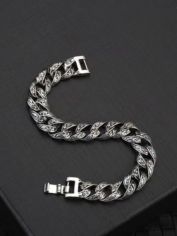 Men's Punk Style Zinc Alloy Chain Bracelet, Hip Hop Street Style Thick Chain, Cuban Chain, Fashion Accessories for Party, Daily Clothing Decor, Trendy All-match & Exquisite Jewelry for Birthday Gift