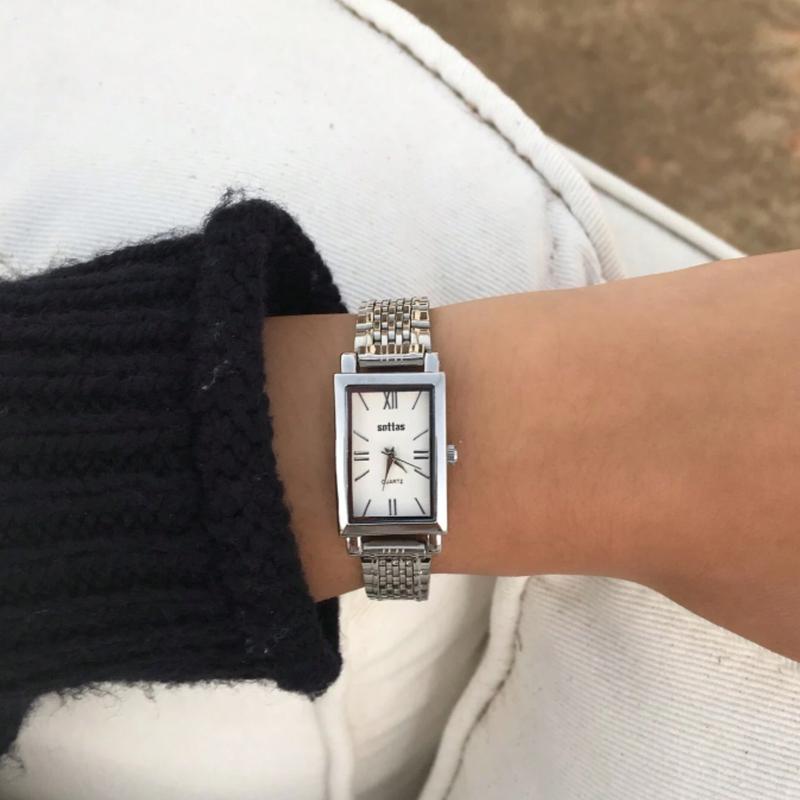 New Arrival Square-shaped Casual, Minimalistic Stainless Steel Strap Lady's Watch For Daily