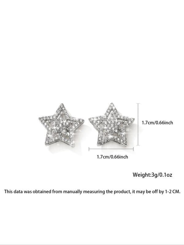 Hollow out Star Design Stud Earrings, Fashion Rhinestone Decor Stud Earrings for Women for Party, Daily Clothing Decor for Girl