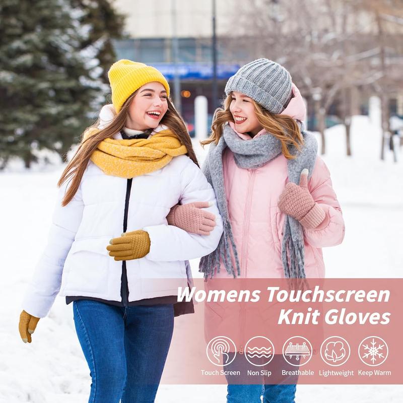 Winter Gloves Womens, Touchscreen Gloves for Women, Warm Gloves with Elastic Cuff Knit Gloves for Cold Weather