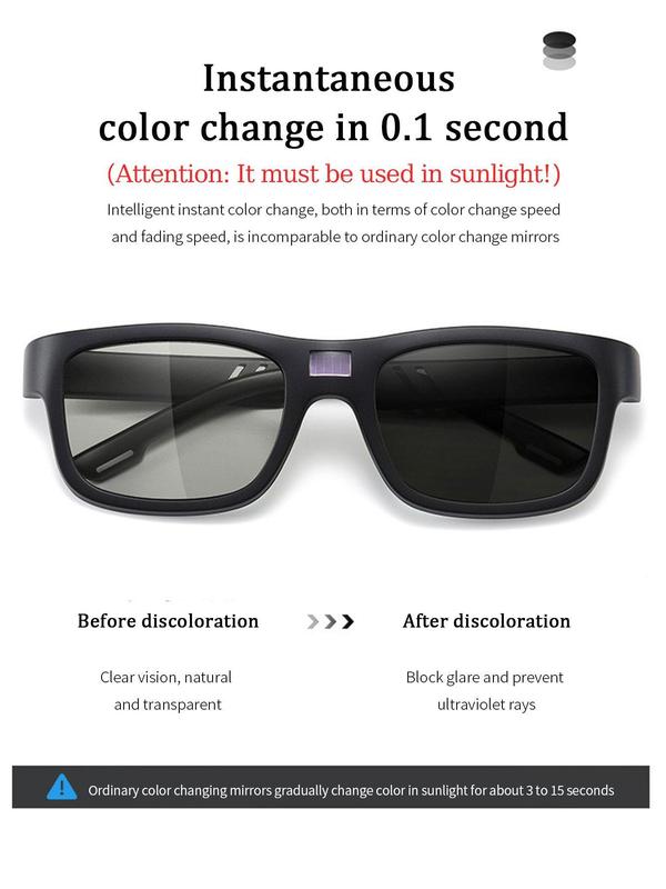 Smart Photosensitive Color-changing Polarized Sunglasses Back To School,  Designer Sunglasses, 2024 New Square Frame Fashion Glasses Trends 2024 for Women, Travel Accessories for Summer Vacation Wear, Fall Outfits, Fall Freshness