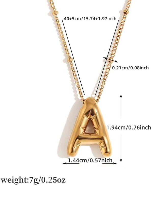 Fashion Bubble Letter Detail Pendant Necklace for Women & Girls, Style Trendy Casual Initial Necklace for Party, Daily Clothing Decor, Trendy All-match & Exquisite Jewelry for Birthday Gift