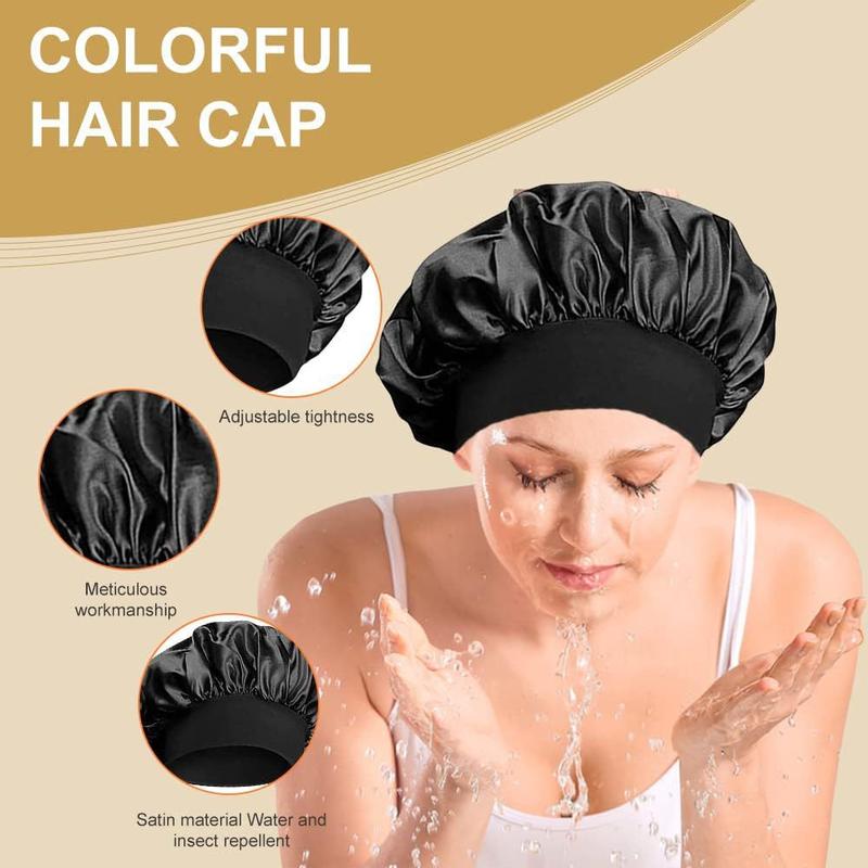 Bling Hair 1 Pcs Satin Bonnet Silk Bonnet for Sleeping Hair Bonnets for Women Night Cap Jumbo Size Comfortable Wide Band for Braids Curly Long Hair, Black, Purple, Pink, burgundy