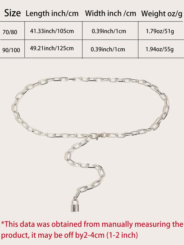 Women's Elegant Chunky Chain Belt with Lock Charm Design, Trendy Casual All-match Belt, Fashionable Waistband For Daily & Party Clothing Decoration