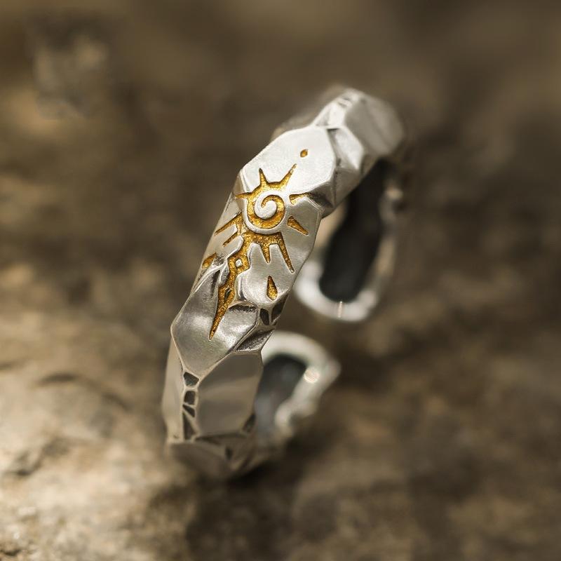 Creative wishing stone self-discipline ring men's trendy zinc alloy high-end design unique men's jewelry ring