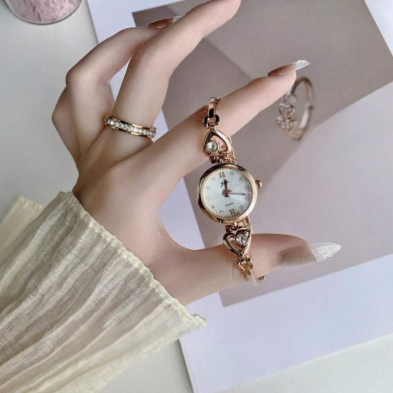 Style Fashionable Elegant With Rhinestones Bracelet Watch For Women, Simple & Retro & Vintage & Fancy, Quartz Watch, Perfect For Daily Life, Parties, Holidays And Gift Giving