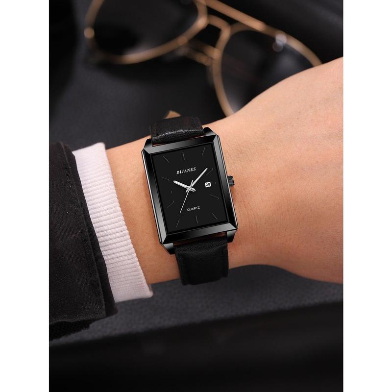 Men Square Pointer Quartz Watch