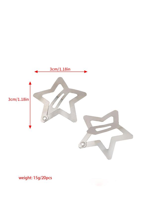 Women's Cute Star Design Hair Clips, Suitable for Most Hairstyles Ideas, Summer & Fall 2024 Casual New Trendy Plain Color Hair Clips, Fashionable Hair Accessories for Y2K Hairstyle Decoration