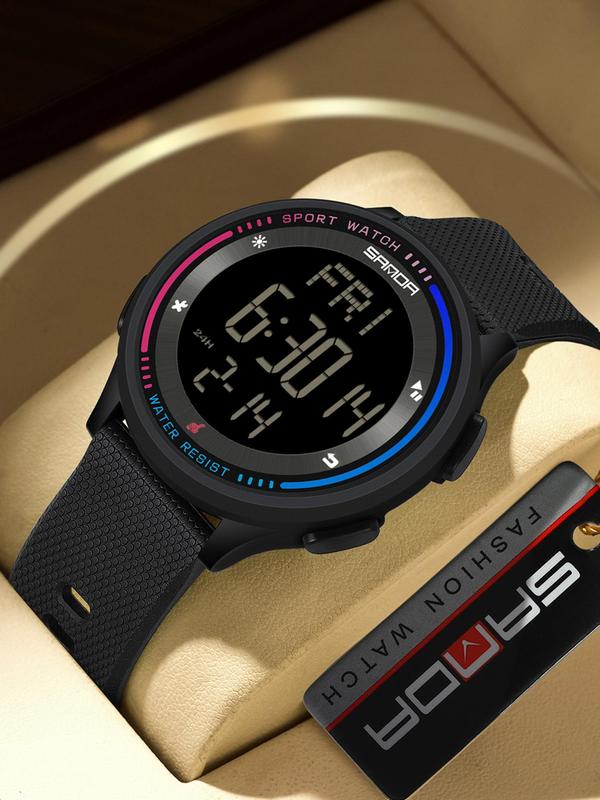 Men's Sporty Digital Watch, Fashionable Digital Watch with Luminous Dial & Waterproof Feature, Trendy Watch for Daily Life