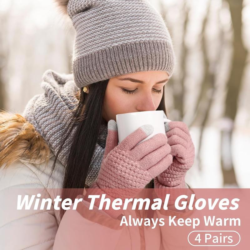 Winter Gloves Womens, Touchscreen Gloves for Women, Warm Gloves with Elastic Cuff Knit Gloves for Cold Weather