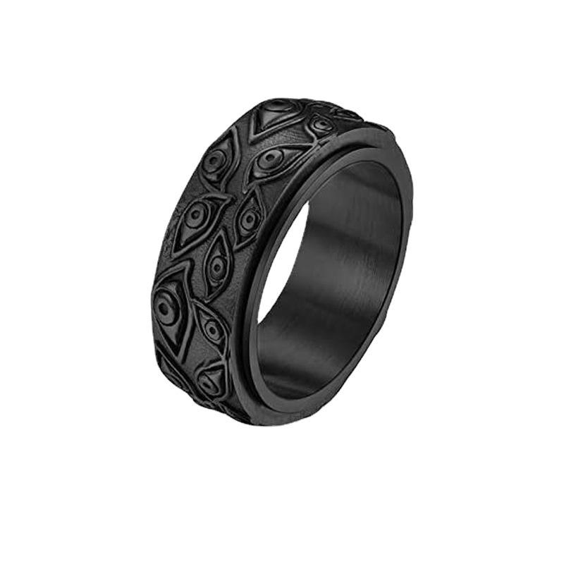 God's Eye Stainless Steel Ring Men's Rotatable Retro Titanium Steel Ring Hand Accessories