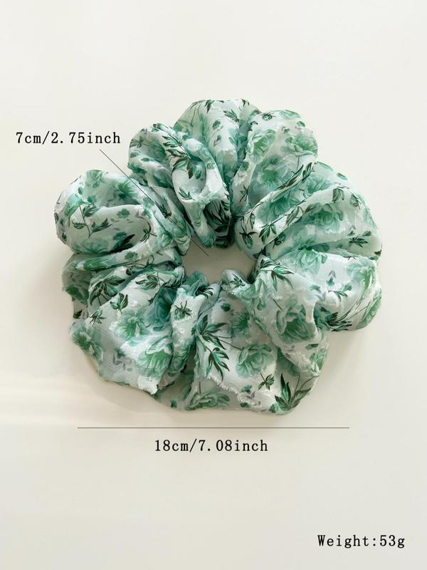 Elegant Floral & Cherry Print Scrunchies, Cute Hair Accessories for Women & Girls, Minimalist Headwear Suitable for Thick Hair