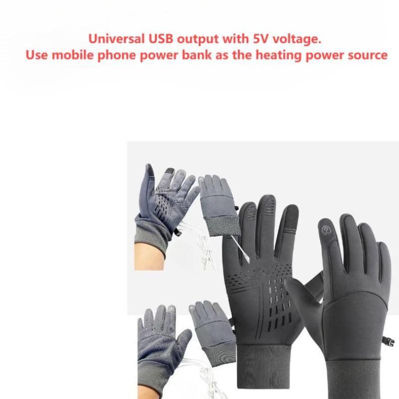 USB Electric Heated Gloves, 1 Set Waterproof Touch Screen Insulated Arthritis Hand Warmer, Winter Outdoor Sports Gloves for Cycling Hiking Dog Walking, Christmas Gift