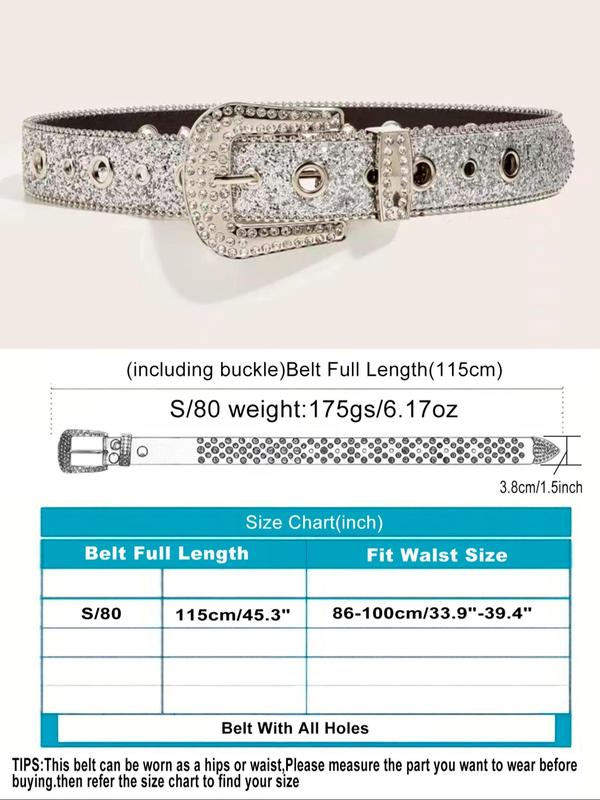 Women's Punk Style Rhinestone Belt,  Designer Belt, Fashionable Exquisite Belt for Daily Clothing Decoration, Y2k Trendy Belt for Women & Girls, Perfect for Party Clothing Decoration