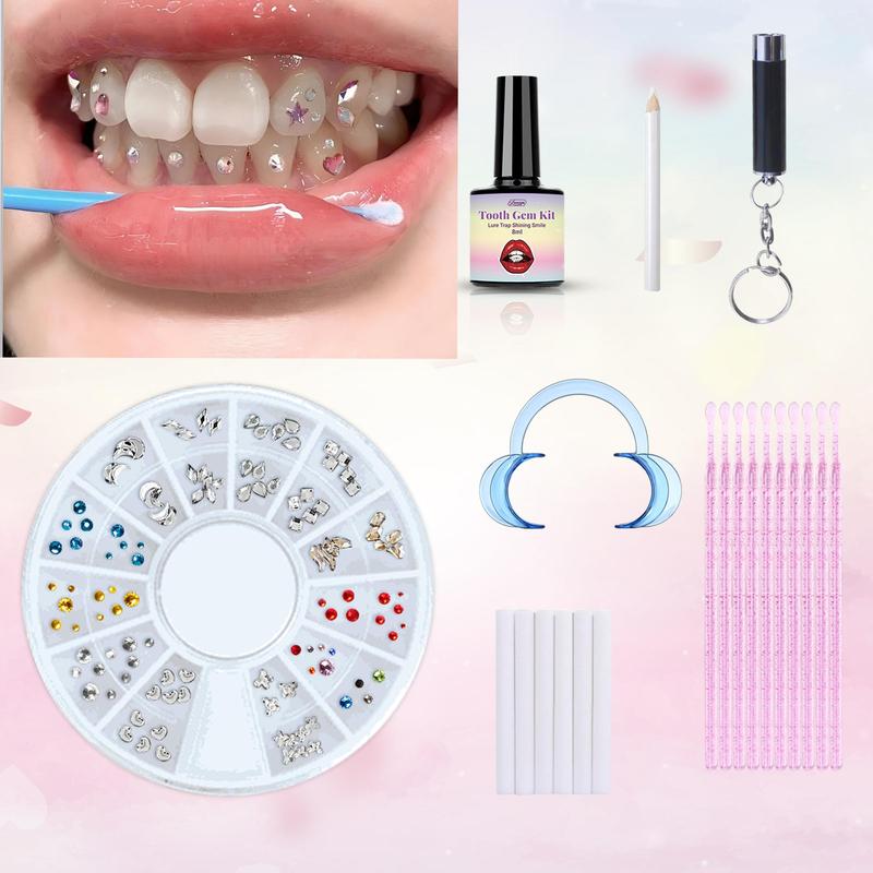 Tooth Gem Kit, 1 Box DIY Teeth Jewelry with Glue and Light, Fashion Crystals for Shiny Smile, Perfect for Parties, EDM Festivals, Birthday Gifts, Christmas, Christmas Gift