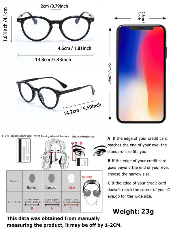 Unisex Simple Style Plain Color Oval Frame Eyeglasses, Trendy Casual Eyeglasses for Everyday Use, Fashion Accessories for Outdoor Activities